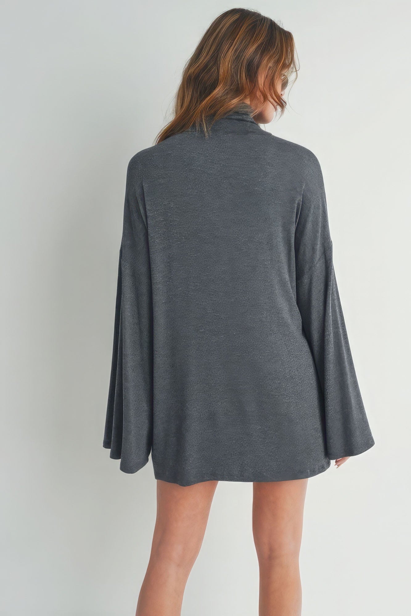 Charcoal Glam Belle Sleeve Turtleneck Dress