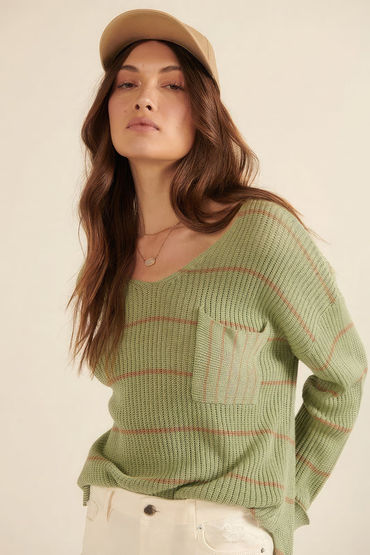 Snug Stripe Pocket Sweater